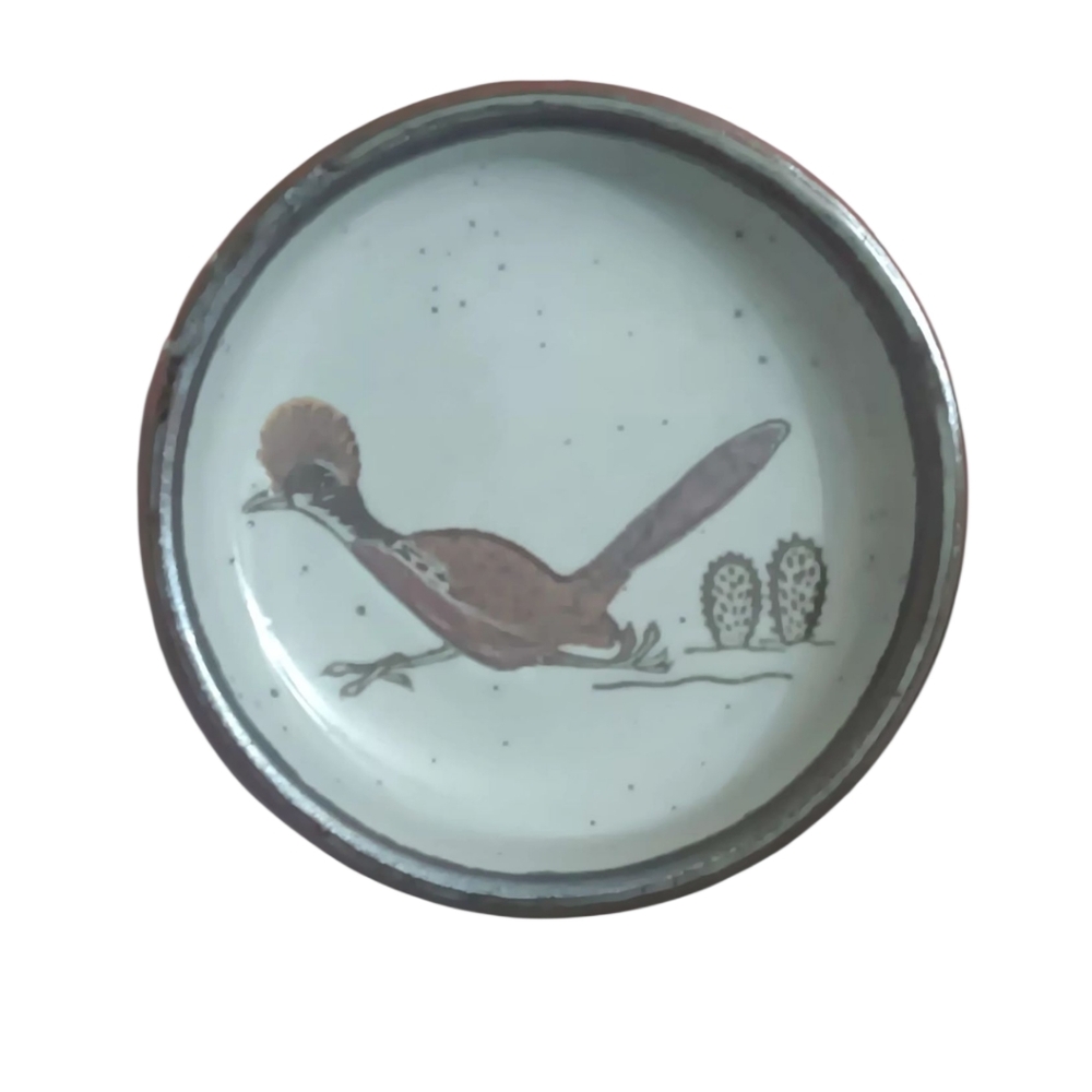 Handcrafted Ceramic Plate with Roadrunner Design